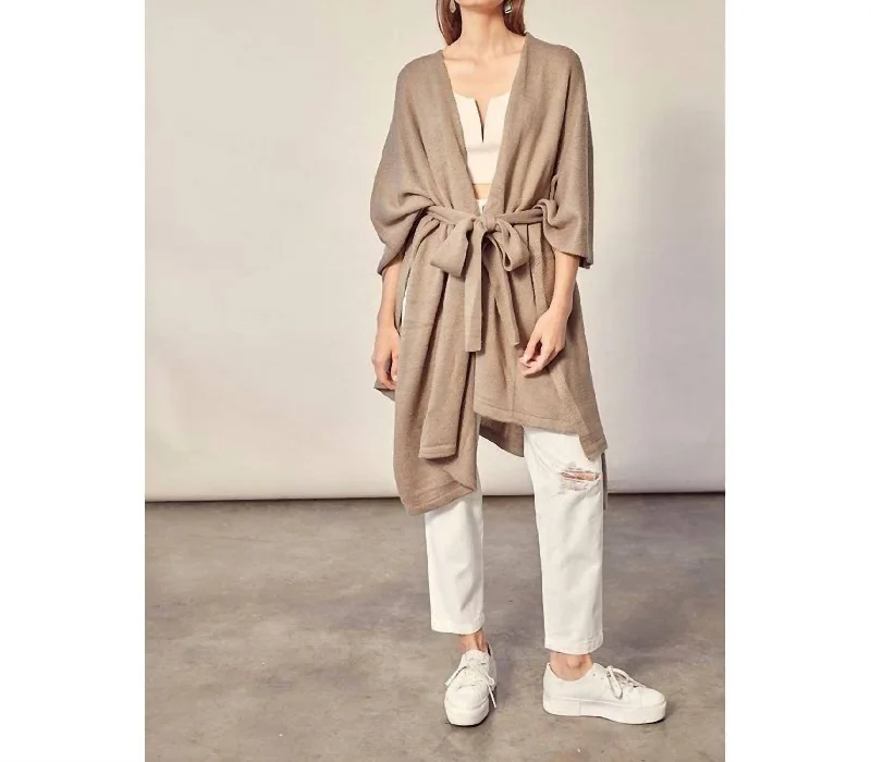 Belted Cardigan In Beige