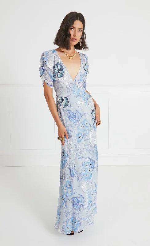 Chessie Print Wrap Dress - Cornflower