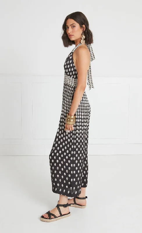 Cowrie Print Jumpsuit - Black