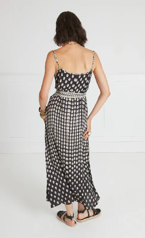 Cowrie Print Slip Dress - Black