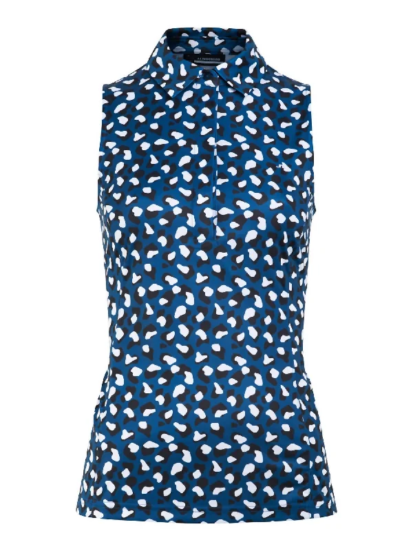 Dena Print Sleeveless Top In Moroccan Blue Animal