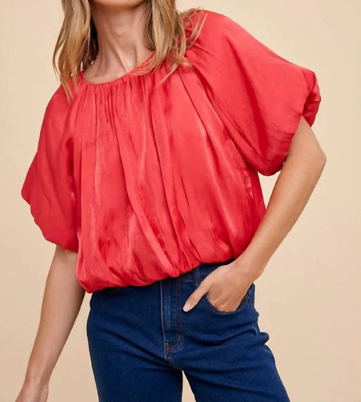 Emily Organza Blouse In Bright Red