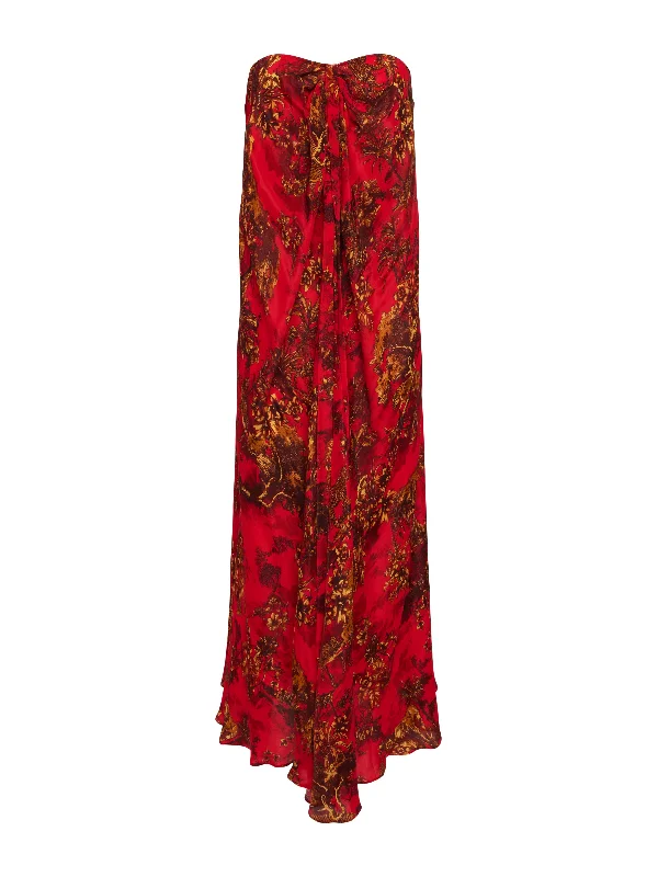 Gevena Silk-Blend Halter Maxi Dress