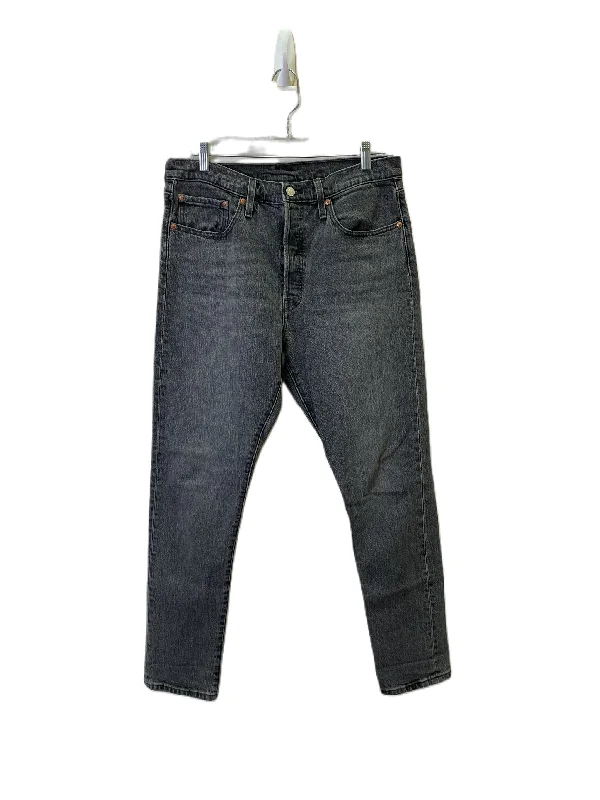 Jeans Straight By Levis In Grey Denim, Size: 10