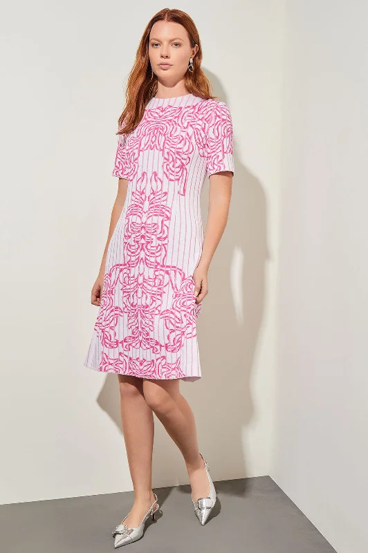 Knee-Length A-Line Dress - Jacquard Soft Knit