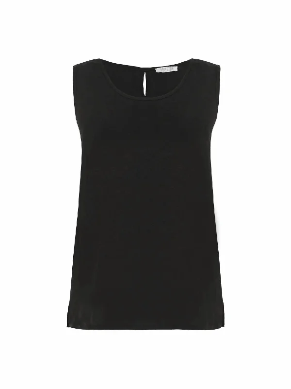 Linen Tank Top In Black