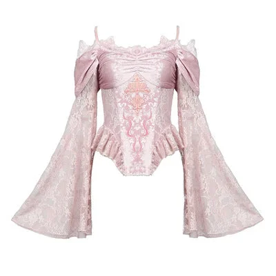 Blood Supply~Sakura Nightmare~Pink Velvet Large Sleeve Lolita Top