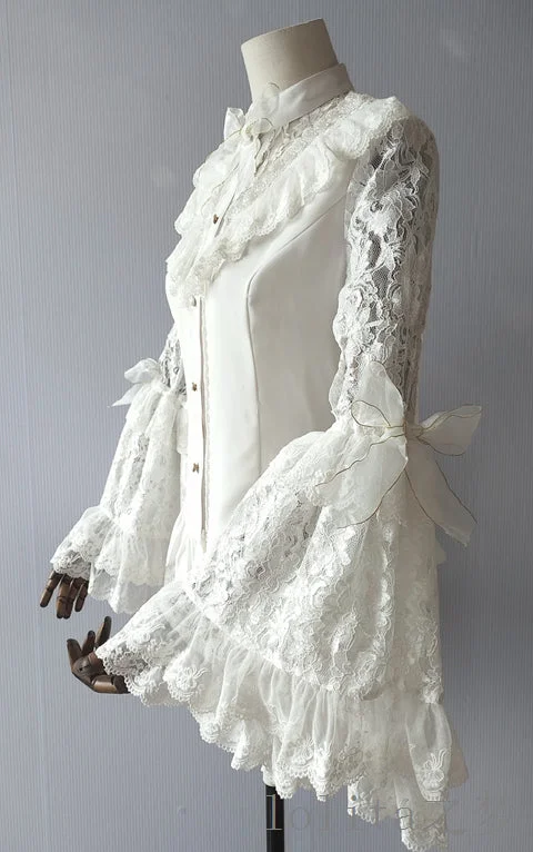 Sweet Angel~Time of the Day~Elegant Lolita Hime Sleeve White Blouse