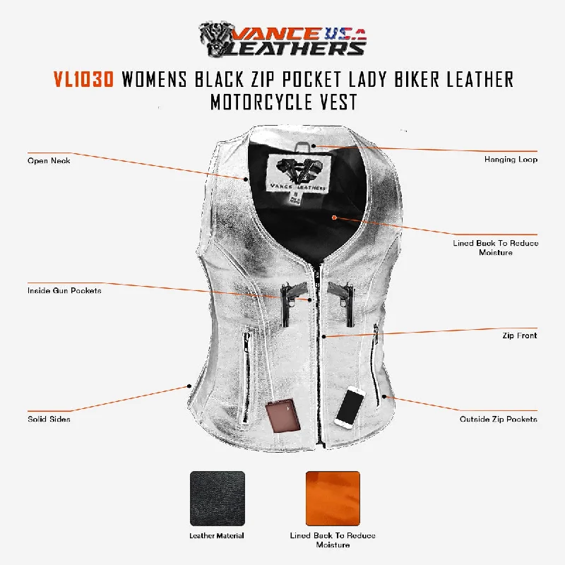 VL1030 Ladies Plain Side Zipper Vest with Zip Pockets