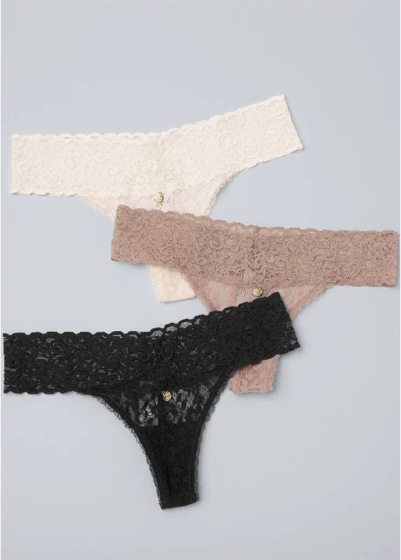 Pearl by VENUS® allover lace thong 3 pack - Cherished Classics