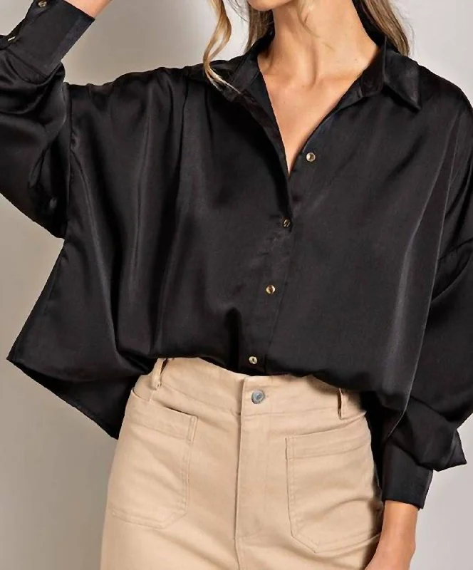 Willow Satin Blouse In Black