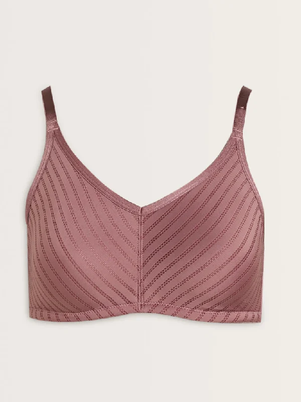 Wunderlove Mauve Patterned Soft Bra