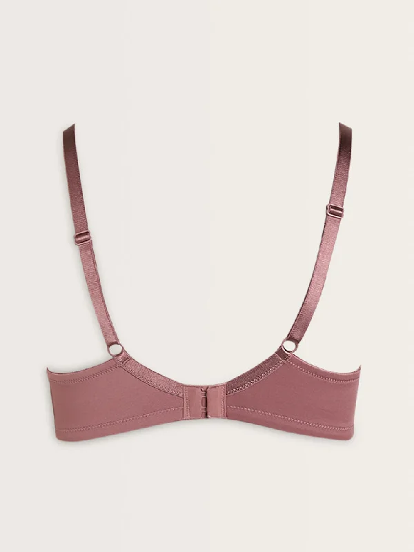 Wunderlove Mauve Patterned Soft Bra