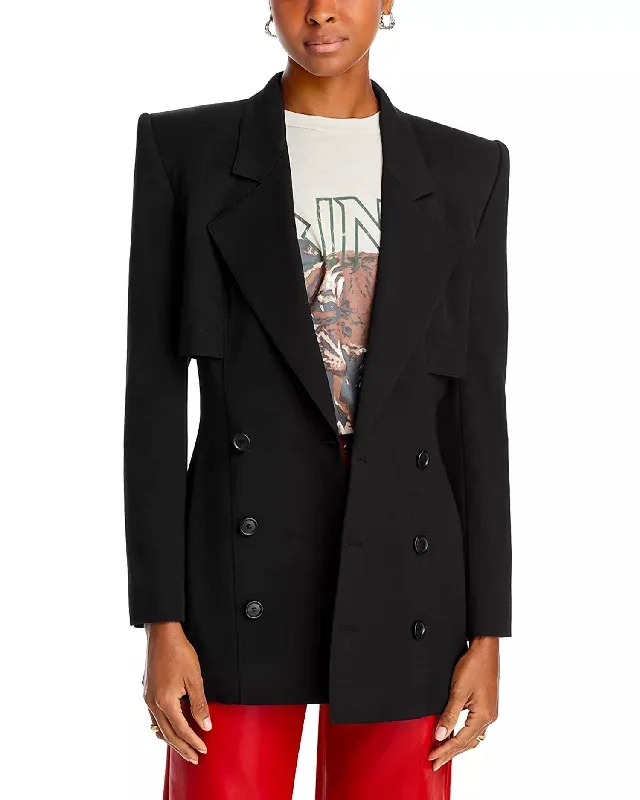 Fitted Storm Flap Blazer In Black