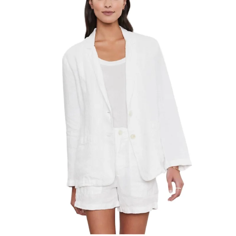 Lenny Heavy Linen Blazer In White