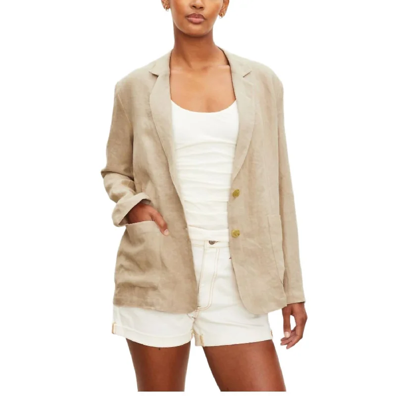 Lenny Linen Blazer In Khaki