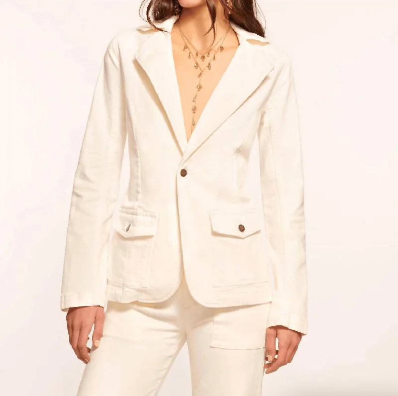 Lia Denim Blazer In White