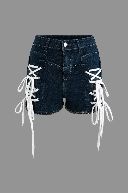 Lace Up Denim Short