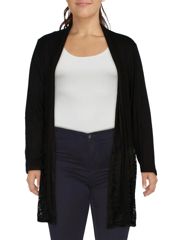 Plus Womens Lace Open-Front Blazer