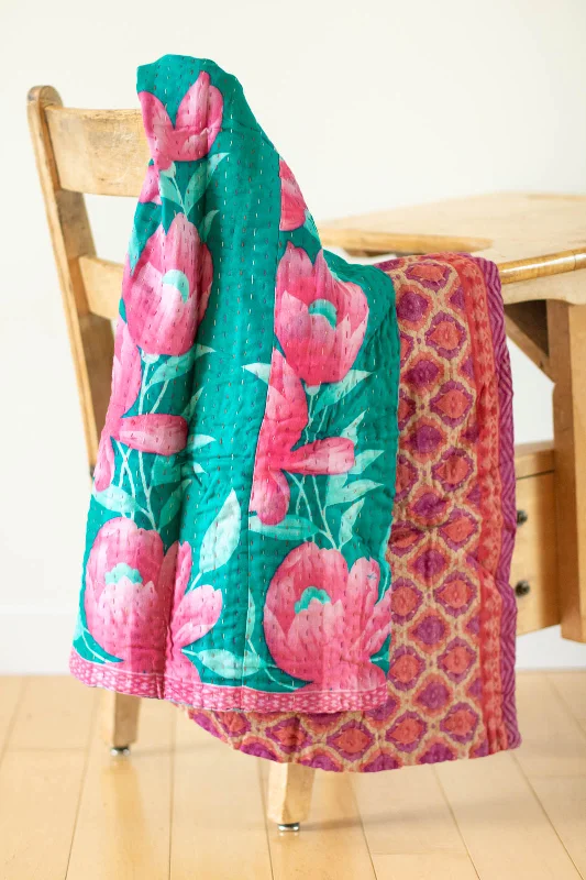 Synthetic fiber blend blankets for a budget - friendly choiceLinen blankets with a rustic and textured lookHeart No. 3 Kantha Mini Blanket Synthetic fiber blend blankets for a budget - friendly choiceLinen blankets with a rustic and textured lookHeart No. 3 Kantha Mini Blanket