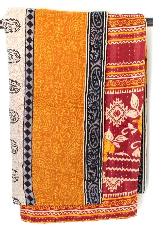 Linen blankets with a rustic and textured lookSynthetic fiber blend blankets for a budget - friendly choiceHomage Kantha Throw