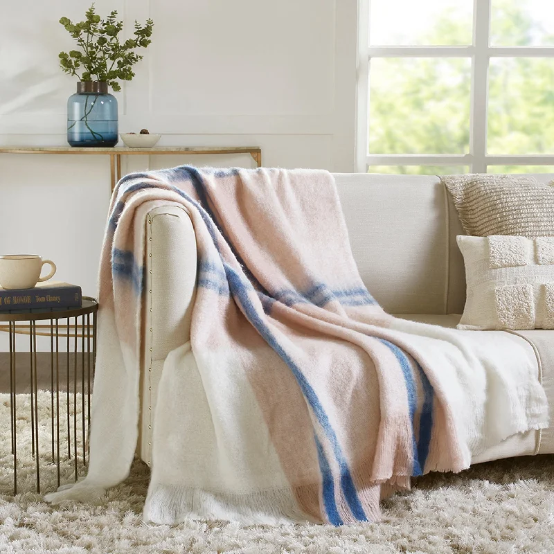 Cotton blankets for breathability and a lightweight feelChenille blankets with a thick and fuzzy textureIvy Striped Mohair Throw Blanket Cotton blankets for breathability and a lightweight feelChenille blankets with a thick and fuzzy textureIvy Striped Mohair Throw Blanket