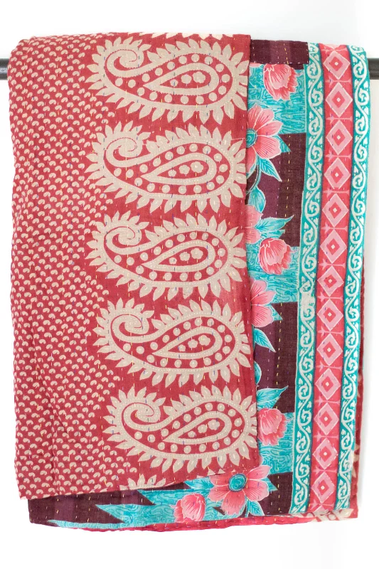 Queen - size blankets for standard - sized bedsCotton blankets for breathability and a lightweight feelLand Kantha Throw Queen - size blankets for standard - sized bedsCotton blankets for breathability and a lightweight feelLand Kantha Throw
