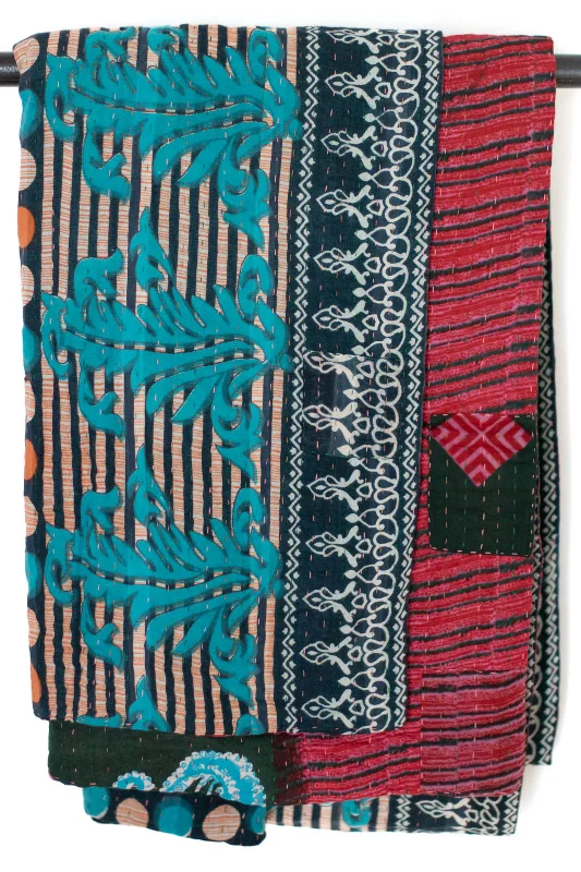 Fleece blankets for a cozy and plush textureSilk blankets with a smooth and elegant touchLineage Kantha Throw
