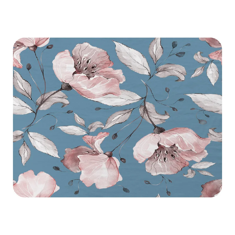 Queen - size blankets for standard - sized bedsRecycled polyester blankets for an eco - conscious optionPink Flowers on Blue (Blanket) Queen - size blankets for standard - sized bedsRecycled polyester blankets for an eco - conscious optionPink Flowers on Blue (Blanket)