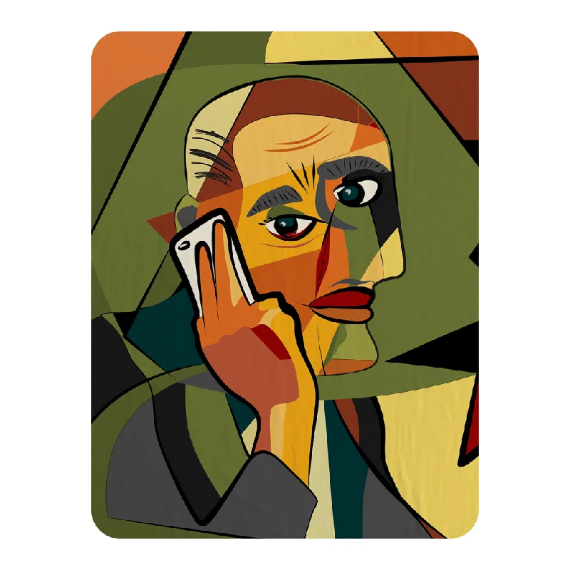 Microfiber blankets that are durable and easy to care forFleece blankets for a cozy and plush textureportrait cubism art style,man calls on a phone (Blanket) Microfiber blankets that are durable and easy to care forFleece blankets for a cozy and plush textureportrait cubism art style,man calls on a phone (Blanket)