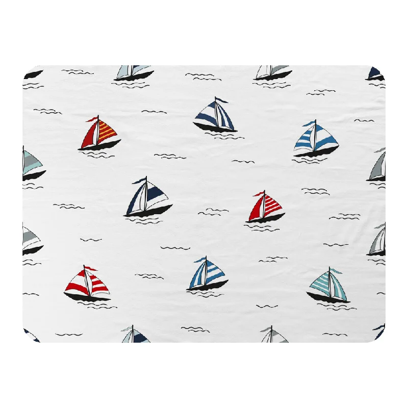 Acrylic blankets for a soft and affordable alternativeCotton blankets for breathability and a lightweight feelRed & Blue Sailboats (Blanket)