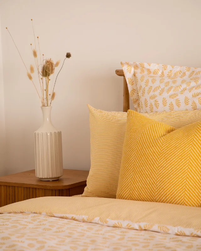 Recycled polyester blankets for an eco - conscious optionMohair blankets with a unique sheen and softnessFoxford Yellow Ticking Pillowcase Set