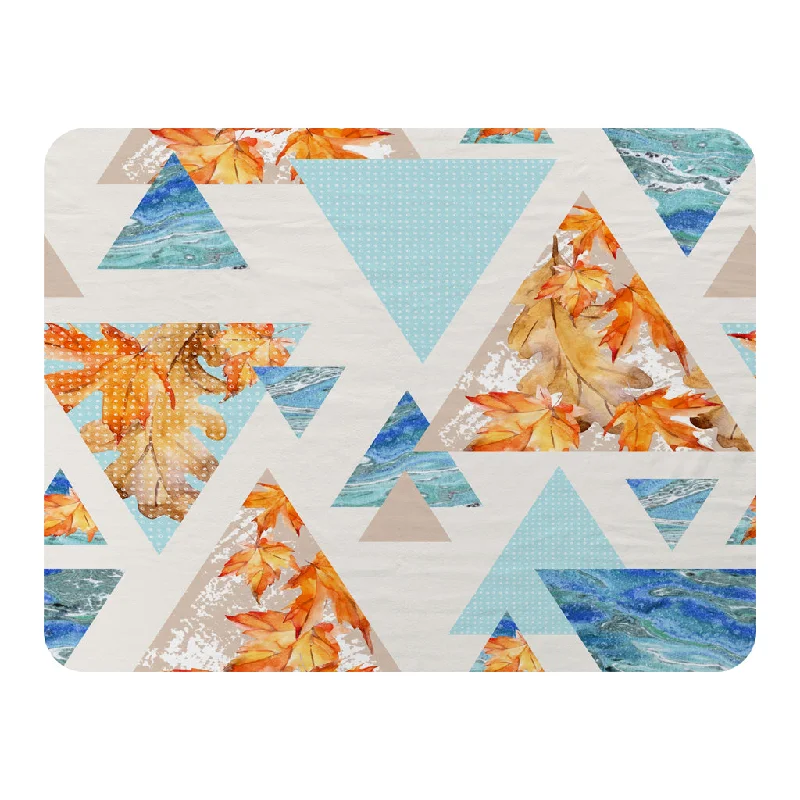 Cotton blankets for breathability and a lightweight feelMicrofiber blankets that are durable and easy to care forTriangles with maple, oak leaves, marble (Blanket)