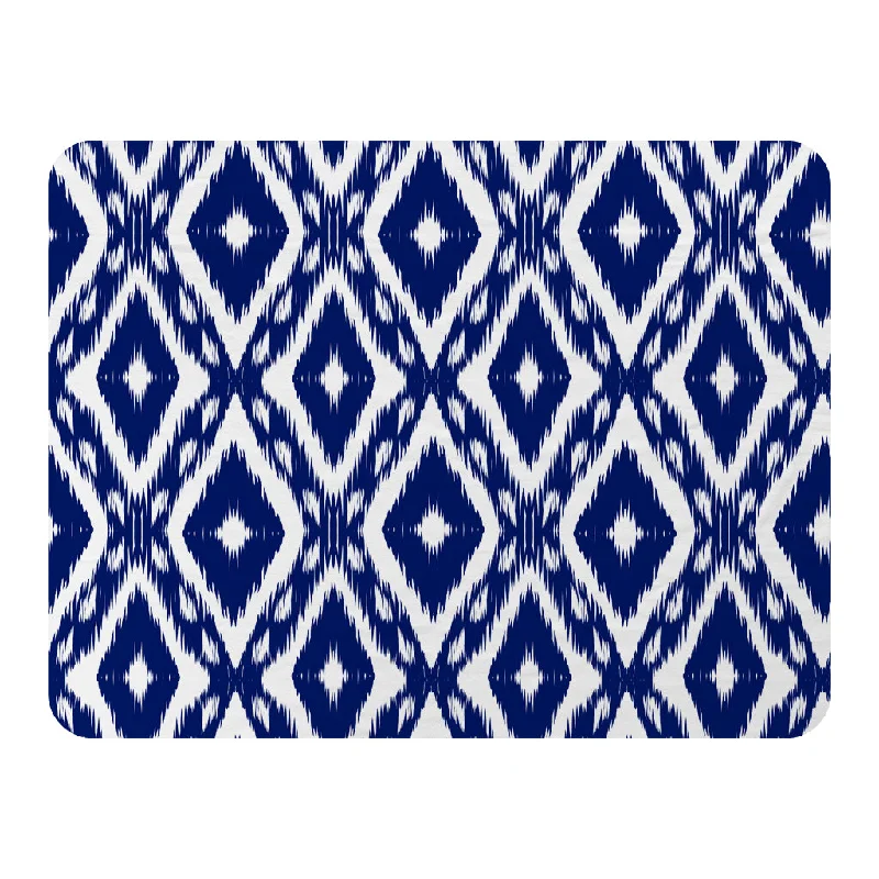 Synthetic fiber blend blankets for a budget - friendly choiceAlpaca wool blankets for a hypoallergenic and warm optionTribal Art Ikat Ogee in traditional classic blue (Blanket)