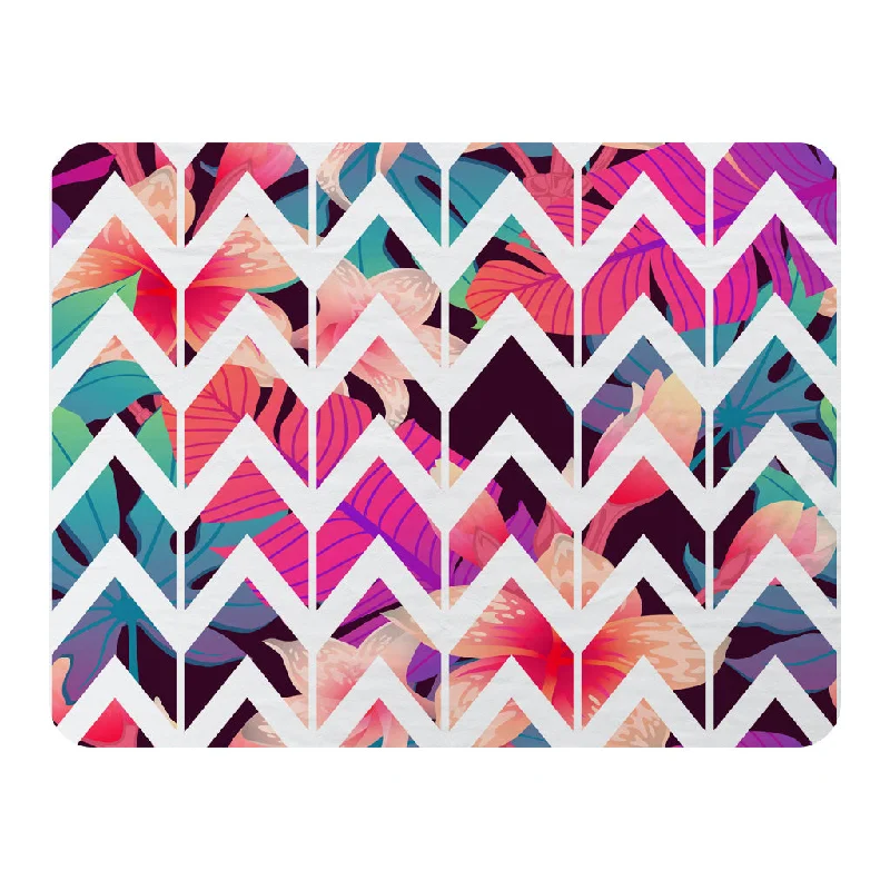 Mohair blankets with a unique sheen and softnessChenille blankets with a thick and fuzzy textureTropical Geometric Zig Zags (Blanket)