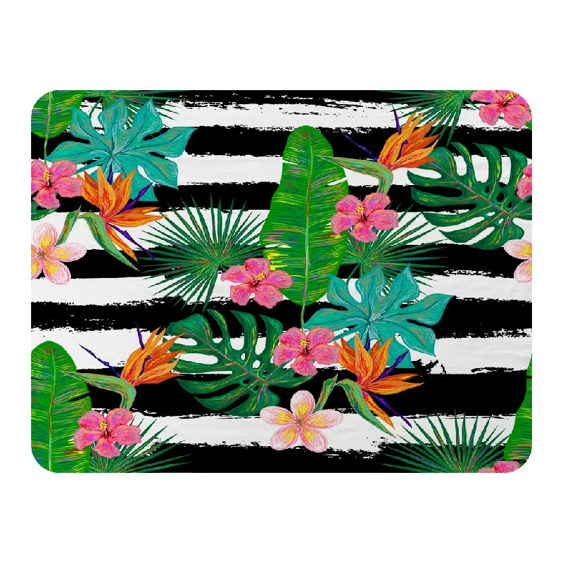 Recycled polyester blankets for an eco - conscious optionRecycled polyester blankets for an eco - conscious optionTropical Plants on Black & White Stripes (Blanket) Recycled polyester blankets for an eco - conscious optionRecycled polyester blankets for an eco - conscious optionTropical Plants on Black & White Stripes (Blanket)