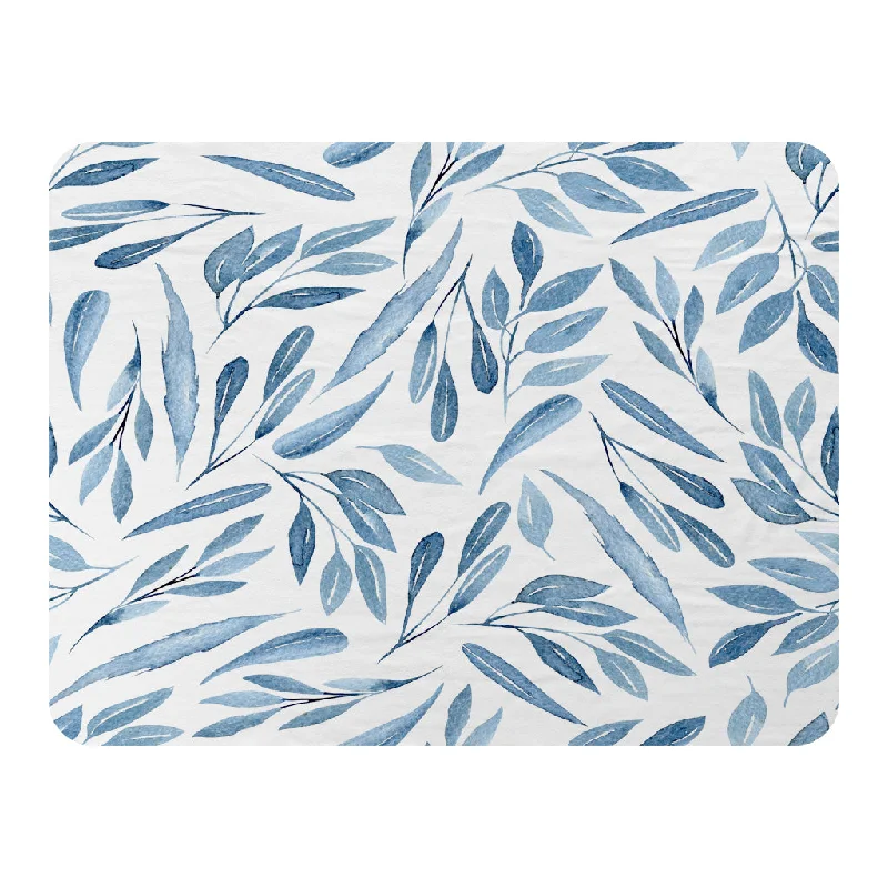 Bamboo fiber blankets with natural antibacterial propertiesSilk blankets with a smooth and elegant touchwatercolour blue branches with leaves (Blanket)
