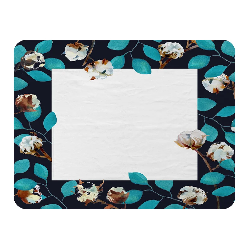 Recycled polyester blankets for an eco - conscious optionMicrofiber blankets that are durable and easy to care forWatercolour Blue Leaf Frame (Blanket)