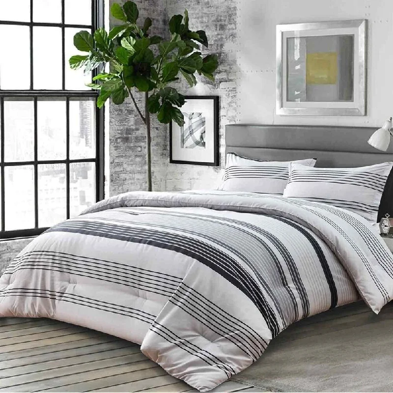 Chenille blankets with a thick and fuzzy textureKing - size blankets to cover large beds comfortably3pc Queen Size Comforter Set Boho Striped Grey Black