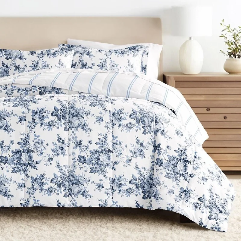 Acrylic blankets for a soft and affordable alternativeSynthetic fiber blend blankets for a budget - friendly choice3pc Queen Size Floral Reversible Comforter Set Blue