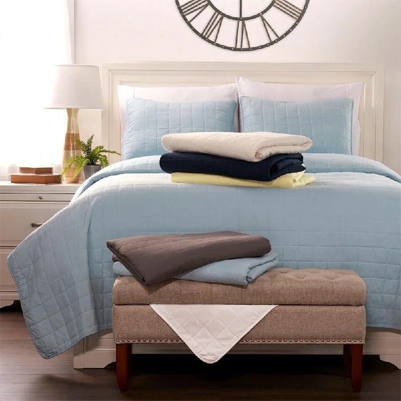 Silk blankets with a smooth and elegant touchAcrylic blankets for a soft and affordable alternative3pc Twin/TwinXL Luxury Square Quilted Coverlet Set Cool Blue Silk blankets with a smooth and elegant touchAcrylic blankets for a soft and affordable alternative3pc Twin/TwinXL Luxury Square Quilted Coverlet Set Cool Blue