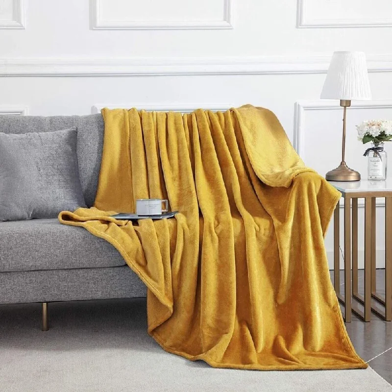 Mohair blankets with a unique sheen and softnessWool blankets with natural warmth and insulation50" x 60" Throw Reversible Faux Fur Fleece Bed Blanket Ochre