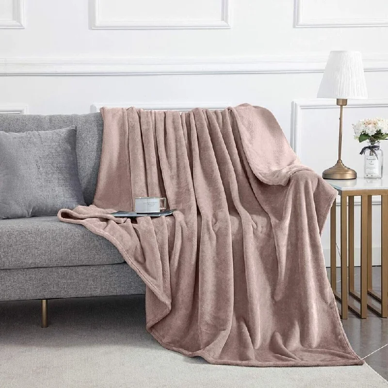 Microfiber blankets that are durable and easy to care forLinen blankets with a rustic and textured look50" x 60" Throw Reversible Faux Fur Fleece Bed Blanket Pink