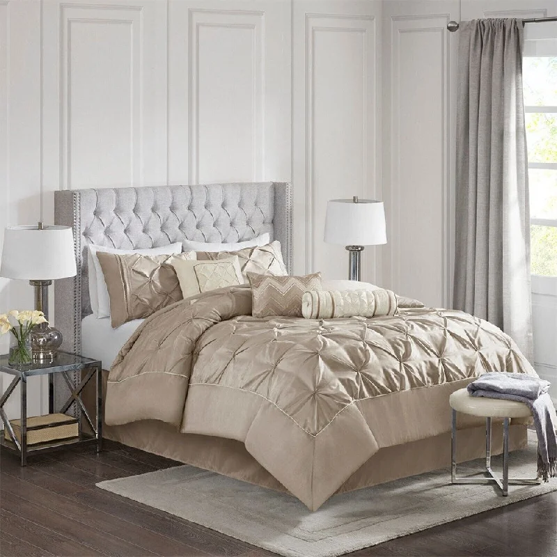 Rayon from bamboo blankets for a silky and breathable feelRecycled polyester blankets for an eco - conscious option7pc Queen Size Embroidery Tufted Comforter Set Taupe Rayon from bamboo blankets for a silky and breathable feelRecycled polyester blankets for an eco - conscious option7pc Queen Size Embroidery Tufted Comforter Set Taupe
