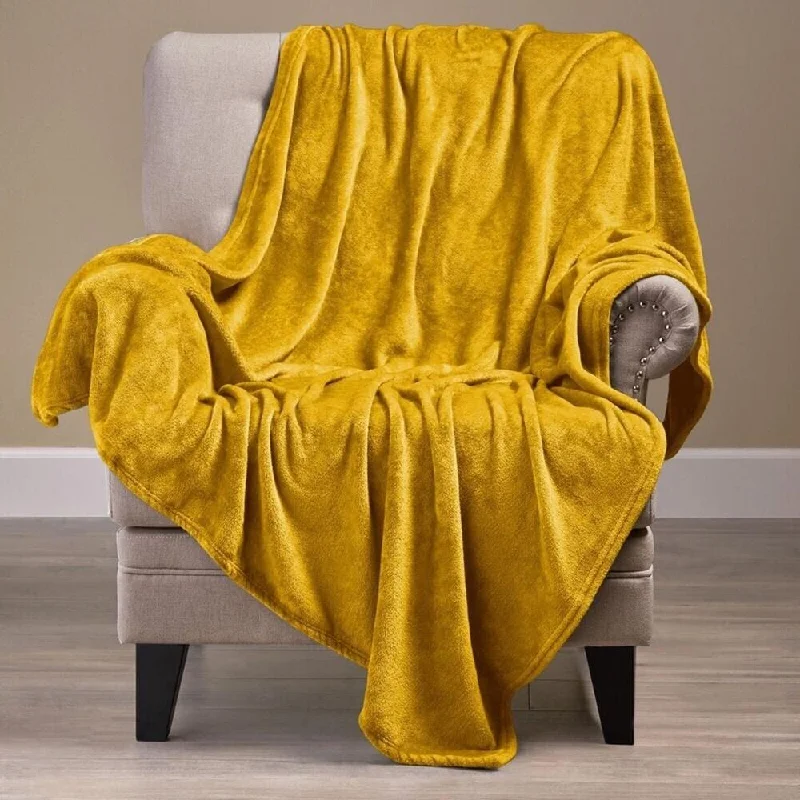 Linen blankets with a rustic and textured lookLinen blankets with a rustic and textured look90" x 90" Throws Faux Fur Fleece Blanket Ochre