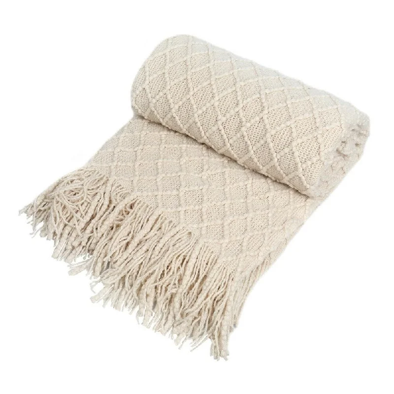 Cotton blankets for breathability and a lightweight feelChenille blankets with a thick and fuzzy textureBeige Throw Blanket 51" x 63" (Beige #2)