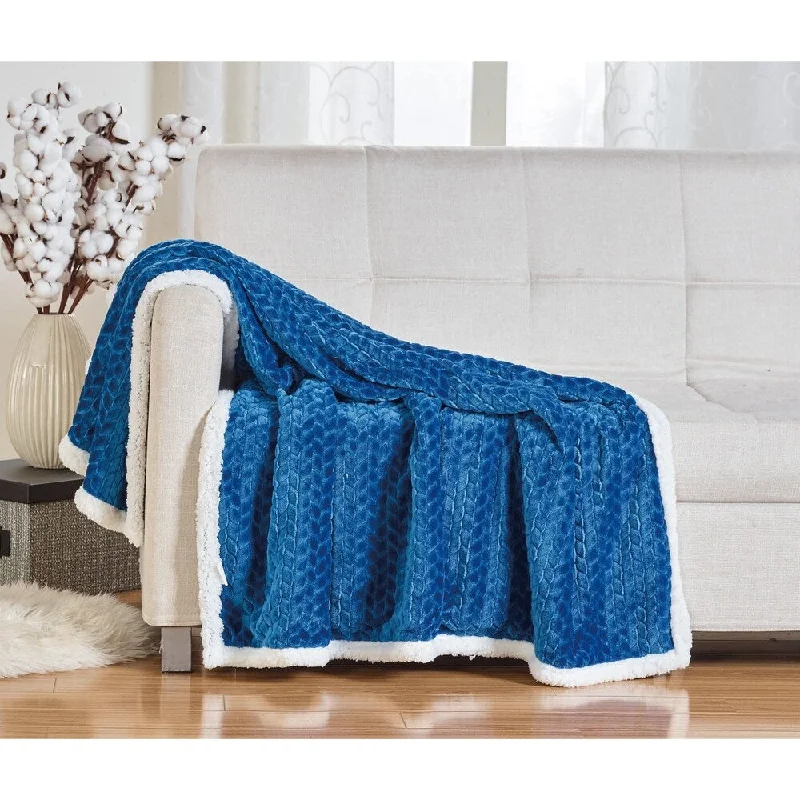 Linen blankets with a rustic and textured lookBamboo fiber blankets with natural antibacterial propertiesBraided Sherpa Throw Blue