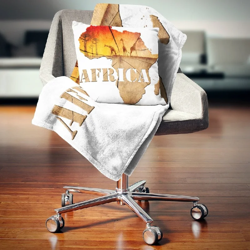 Mohair blankets with a unique sheen and softnessFleece blankets for a cozy and plush textureDesignart 'Africa Map Wooden Illustration' Abstract Throw Blanket