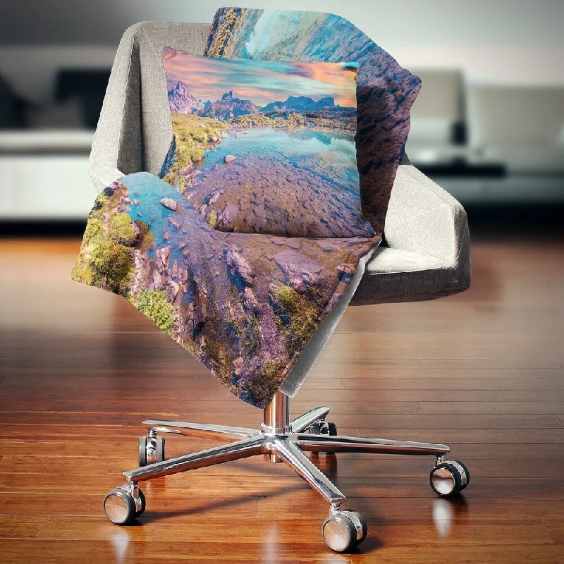 Recycled polyester blankets for an eco - conscious optionSynthetic fiber blend blankets for a budget - friendly choiceDesignart 'Beautiful Lake in Lago Rienza' Seashore Throw Blanket