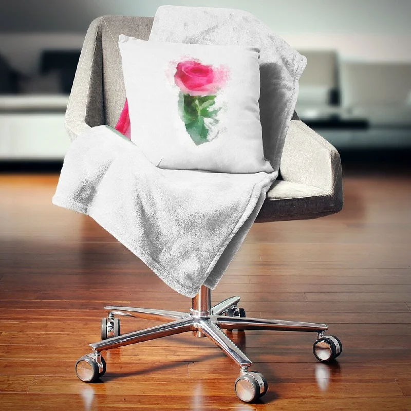 Queen - size blankets for standard - sized bedsAcrylic blankets for a soft and affordable alternativeDesignart 'Beautiful Rose with Leaves Drawing' Floral Throw Blanket